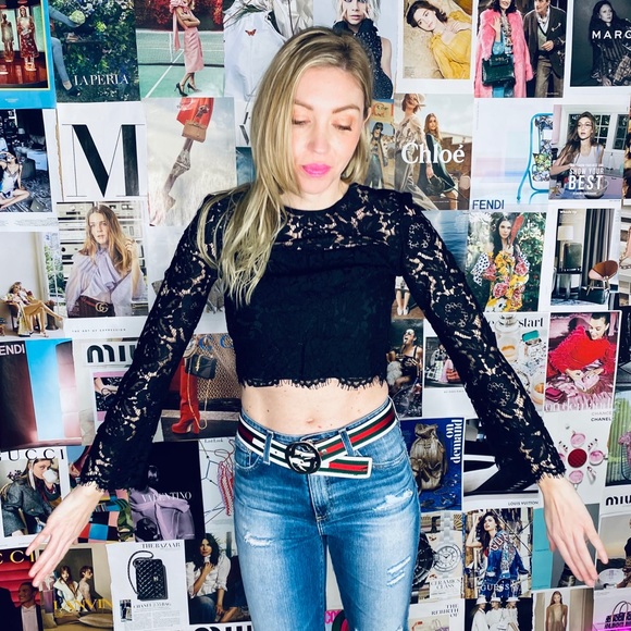 Dian Von Furstenberg Bell Sleeve Black Lace Top - Picture 8 of 13